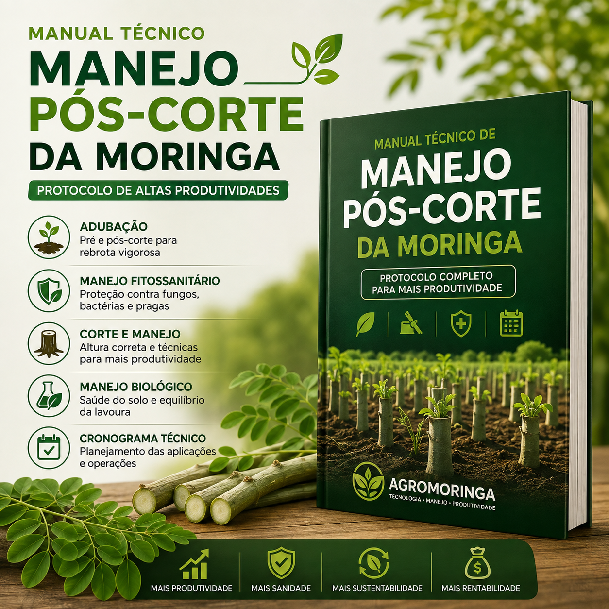 Manual Técnico de Manejo Pós-Corte da Moringa | Protocolo de Altas Produtividades Agromoringa